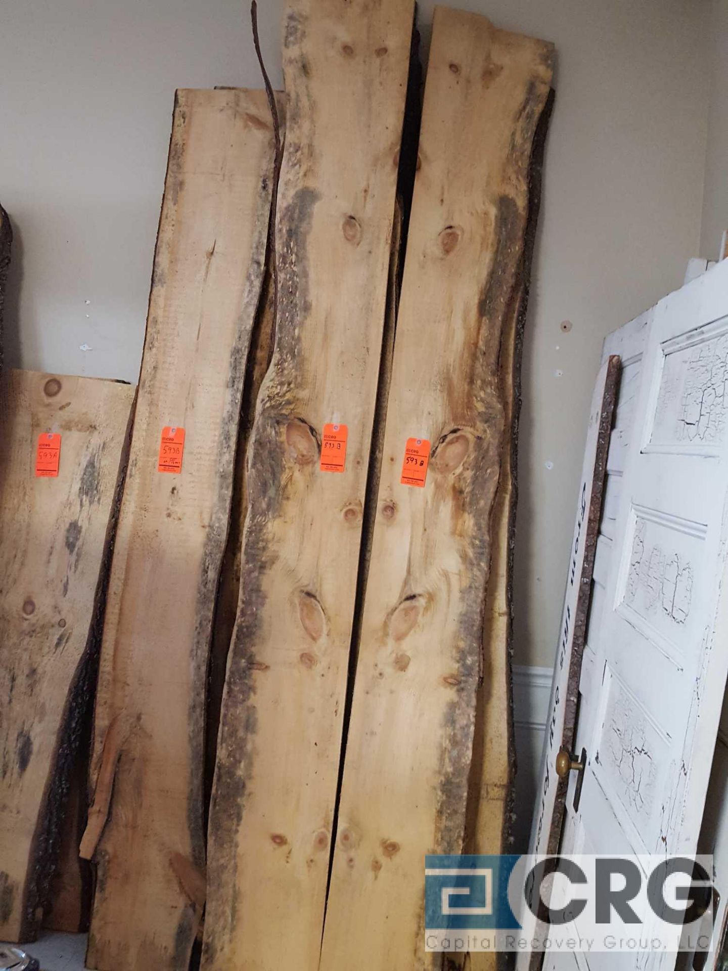 Lot of (13) assorted rough cut wood planks, 8 and one half foot x 14 inches wide 1 inch thick,