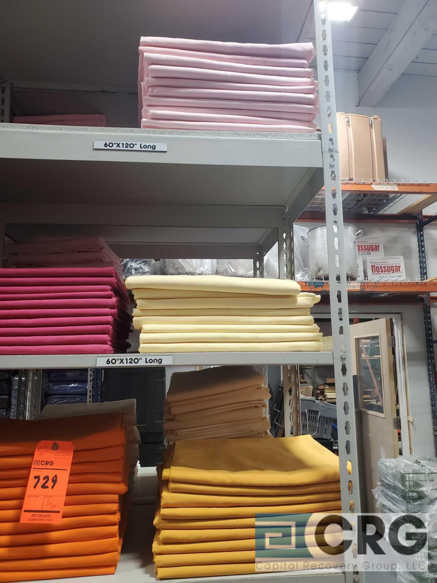 Lot of (86) ASSORTED COLORS Fortex 60 x 120 inch table cloths including red, ivory, gold, orange, - Image 2 of 3