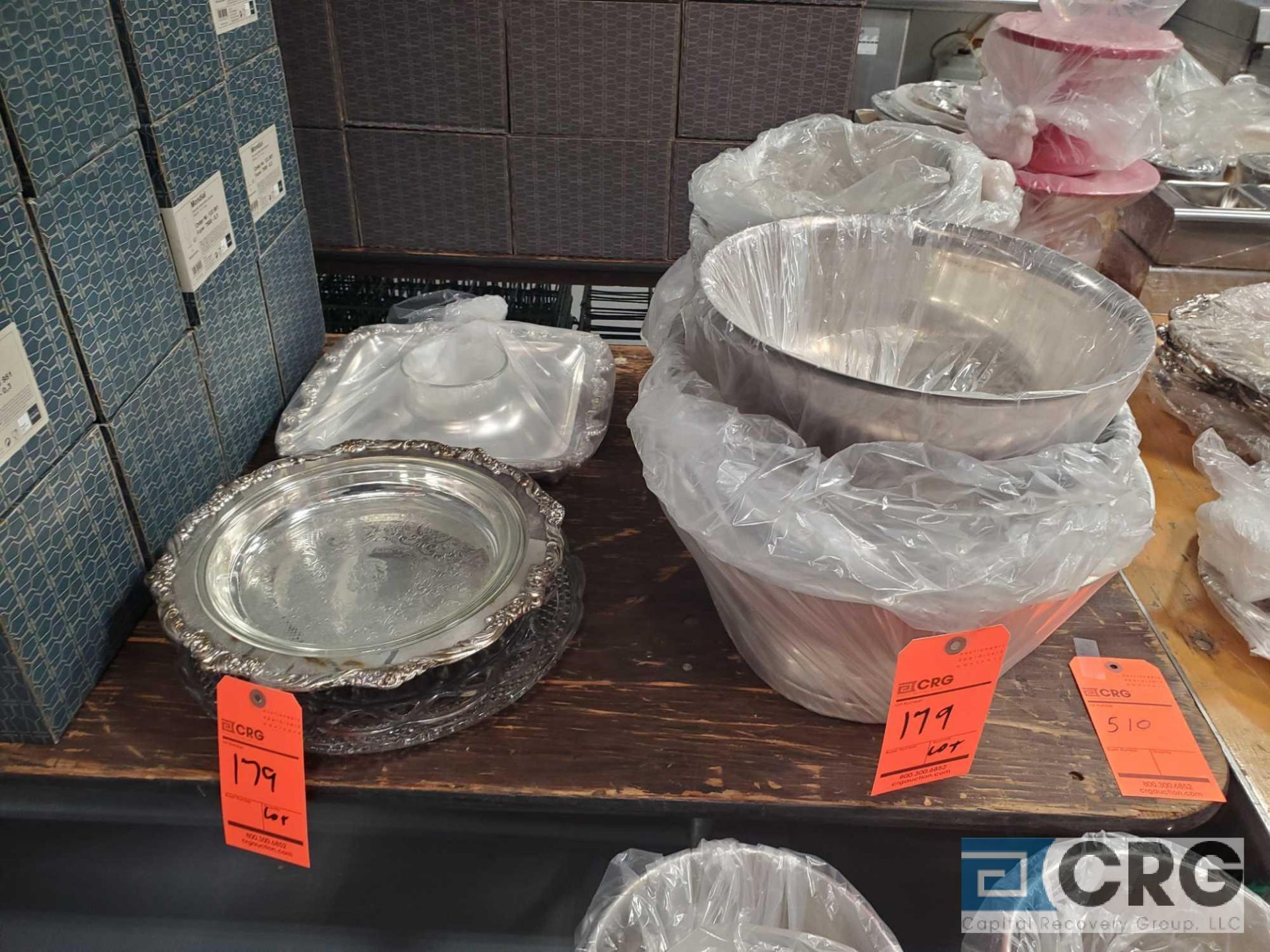 Lot of ass't stainless steel serving platters
