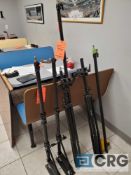 Lot of light stands including (2) Manfrotto wall mount light stands and (3) boom stands