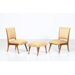 MANIFATTURA ITALIANA Pair of armchairs and pouf.