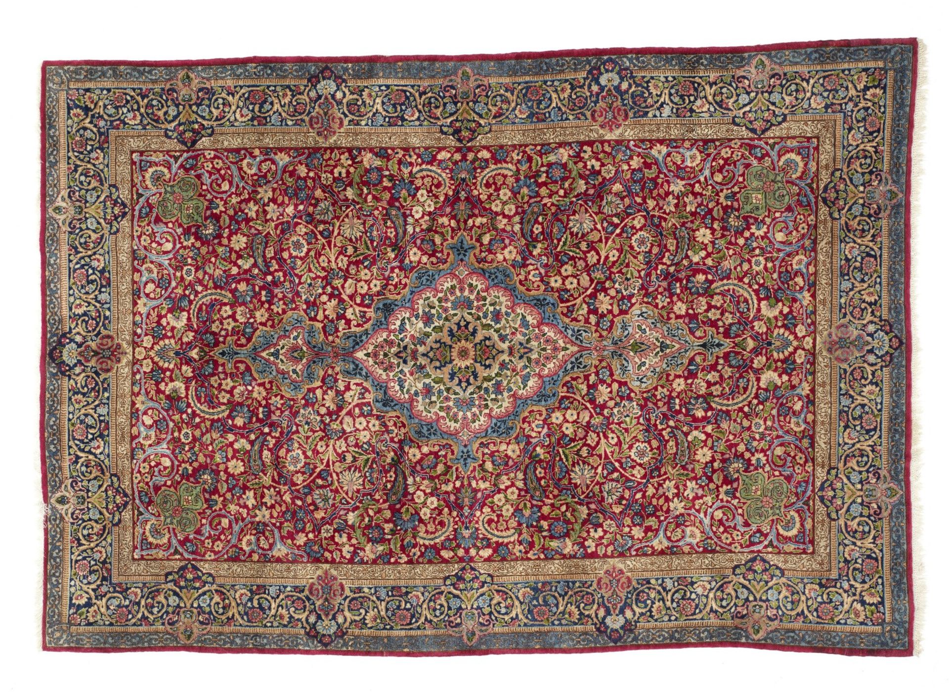 KIRMAN LAVER Hand-knotted and hand-worked carpet, origin: Persia, 1940s.