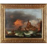 JOSEPH VERNET Follower of. Pair of marinas with boats and figures.