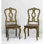 MANIFATTURA VENEZIANA DEL XVIII SECOLO Pair of chairs in lacquered wood.