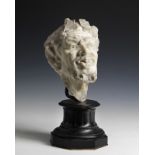 ARTISTA DEL XVIII SECOLO Head of faun in carved marble.