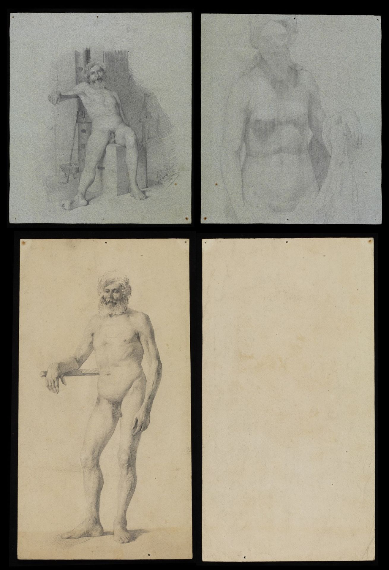 SEBASTIANO CORA' Pair of drawings depicted a male and female nude.