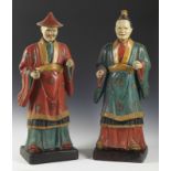 MANIFATTURA PIEMONTESE DEL XVIII SECOLO Pair of plaster Magot painted in polychrome. .