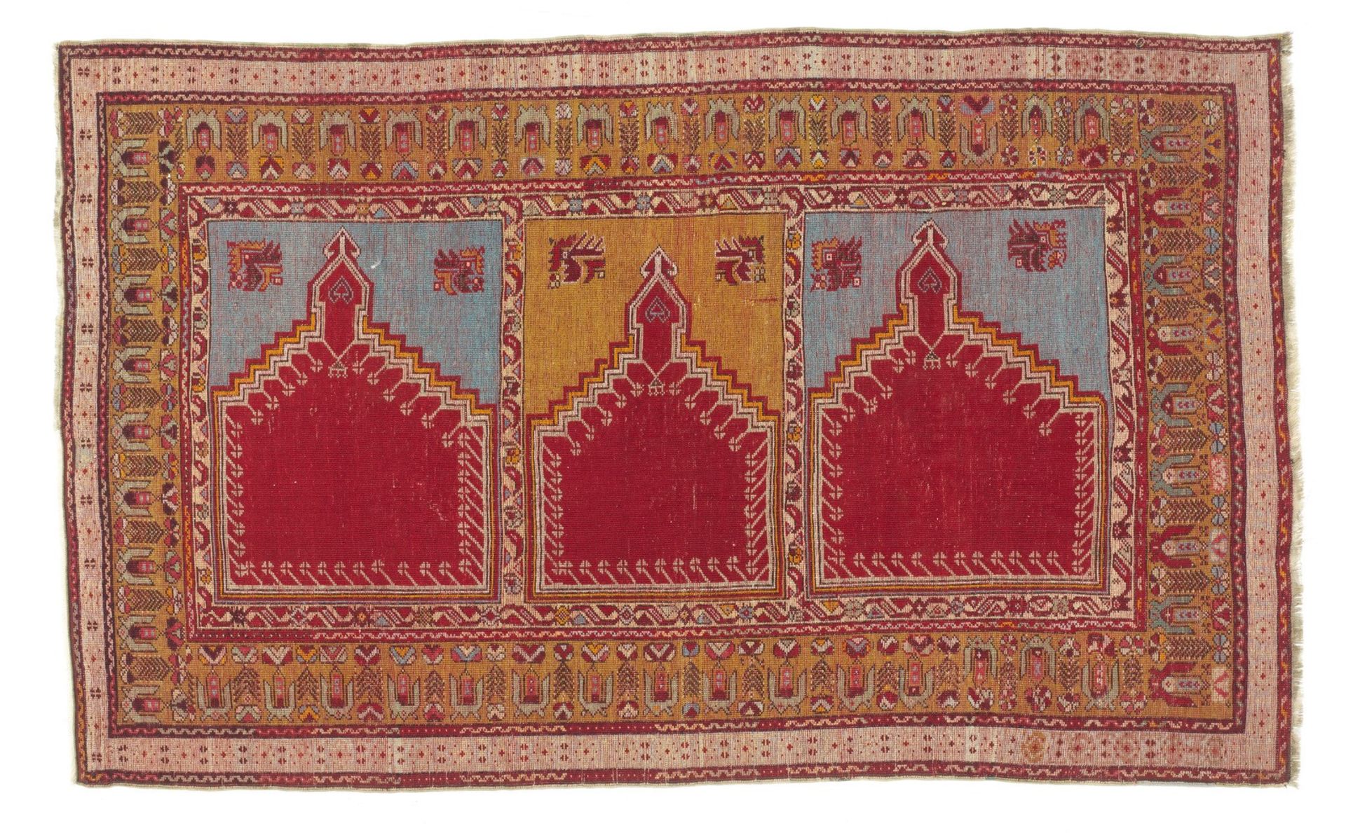 SAF KONIA Hand-knotted and hand-worked carpet, origin Anatolia, end of the 19th century. - Bild 2 aus 2