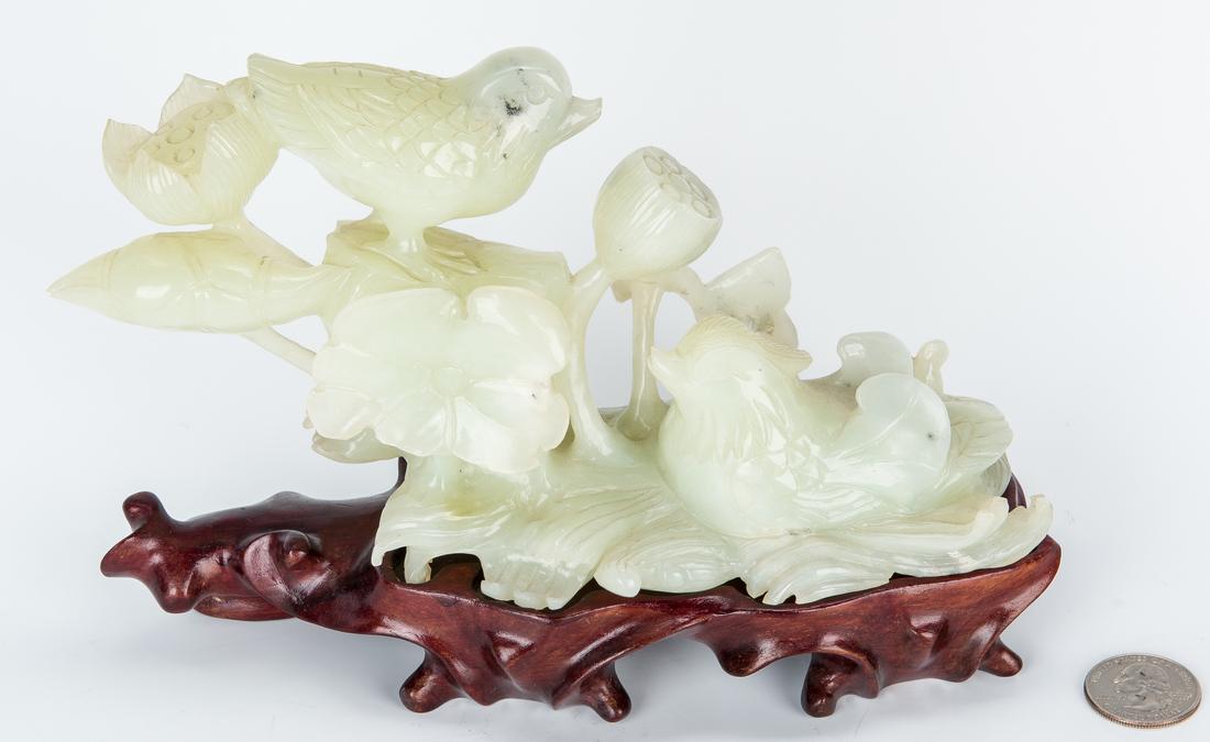 Chinese Carved Jade Bird Figural w/ Stand - Image 2 of 10