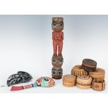 9 Native American Items, incl. Baskets & Carvings