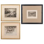 3 Etchings, incl. Joseph Pennell, Felician Rops