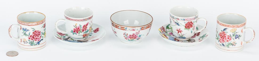 7 Famille Rose Porcelain Tea Cups, Saucers - Image 2 of 18