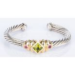 Yurman SS/14K Peridot Cuff Bracelet