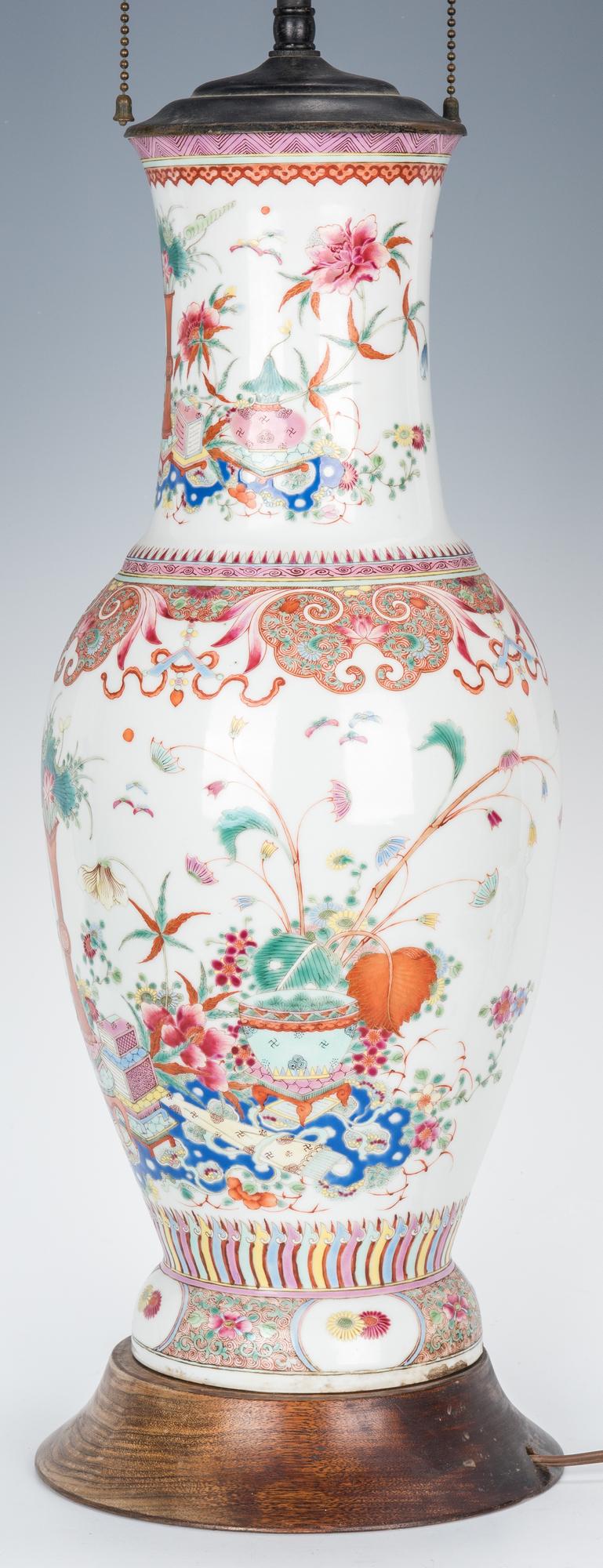 Chinese Famille Rose Lamp, Precious Objects - Image 4 of 14