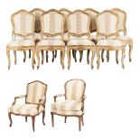 8 Continental Dining Chairs; 2 Armchairs