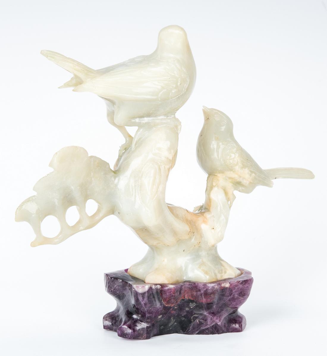 Jade Brush Holder, 2 Hardstone Figurals and Stone - Image 6 of 30