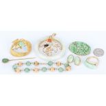 7 Gold and Nephrite Jade Jewelry items