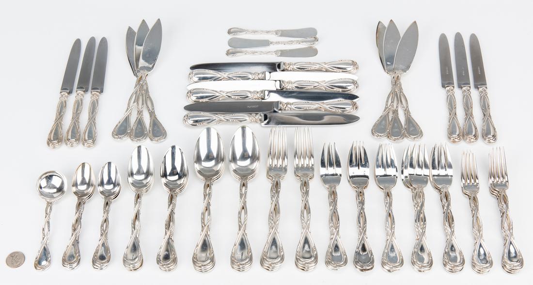 66 pcs. Puiforcat Royal Pattern Sterling Silver Flatware - Image 2 of 12