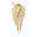 French 18K Diamond Fern Brooch