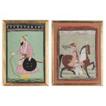 2 Indian Watercolor Paintings, Mughal Noblemen