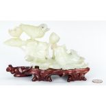 Chinese Carved Jade Bird Figural w/ Stand