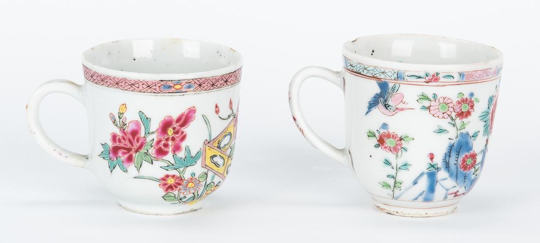 7 Famille Rose Porcelain Tea Cups, Saucers - Image 8 of 18