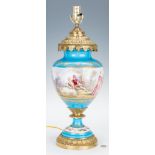 Sevres Style Gilt Bronze Mounted Lamp