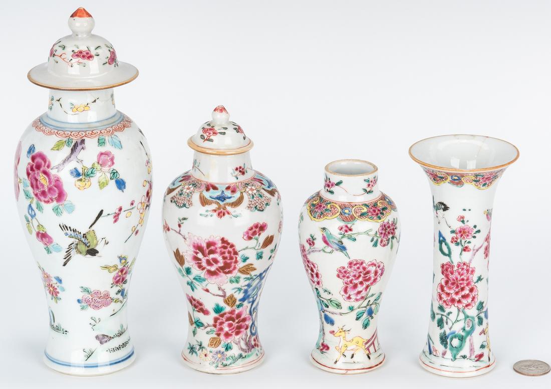 4 Famille Rose Export Porcelain Vases - Image 2 of 21