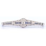 Art Deco Platinum Diamond Sapphire Bracelet