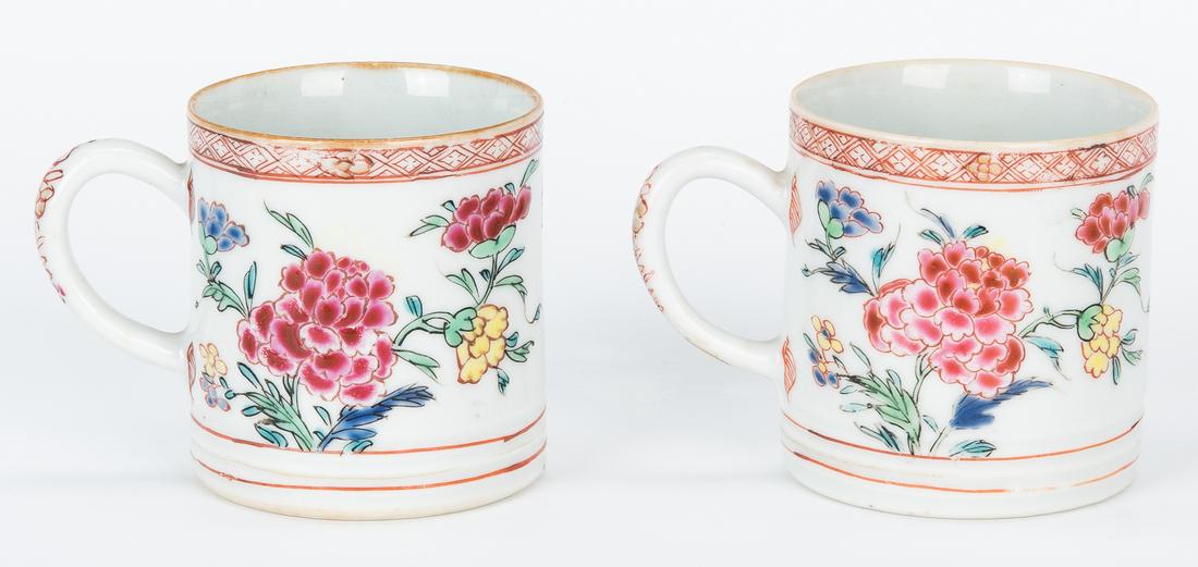 7 Famille Rose Porcelain Tea Cups, Saucers - Image 5 of 18