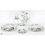 4 Famille Verte Porcelain Items, 19th c.