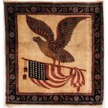 Kashan Eagle Flag Rug, 22" x 21"