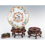 Chinese Qianlong Porcelain Charger & Jade Leaf Dish + more