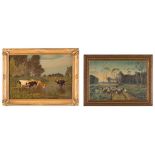 2 European O/C Paintings, Cows & Sheep