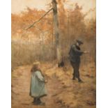 19th C. Landscape, Children on a Woodland Path