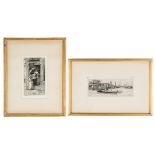 2 Whistler Etchings, Thames Scene & Mustard Seller