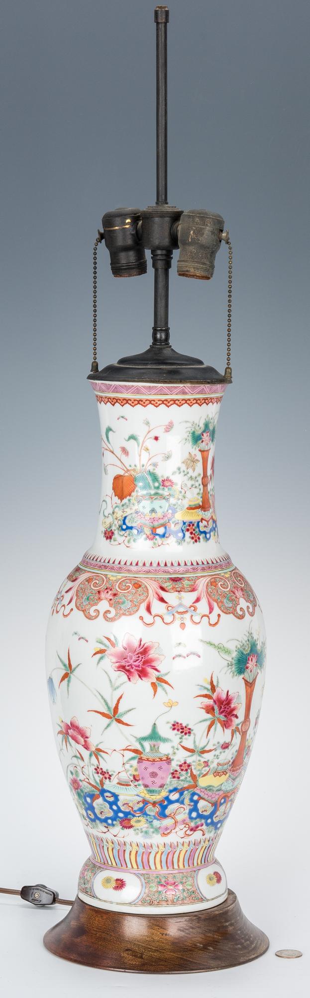 Chinese Famille Rose Lamp, Precious Objects - Image 2 of 14