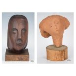 2 Olen Bryant Sculptures, Heads; 2 photos