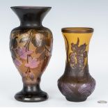 2 European Cameo Cut Art Glass Vases, incl. Galle, Petrache