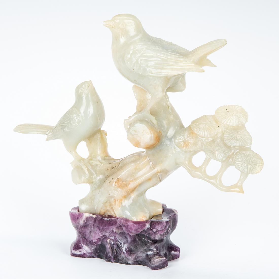 Jade Brush Holder, 2 Hardstone Figurals and Stone - Image 4 of 30