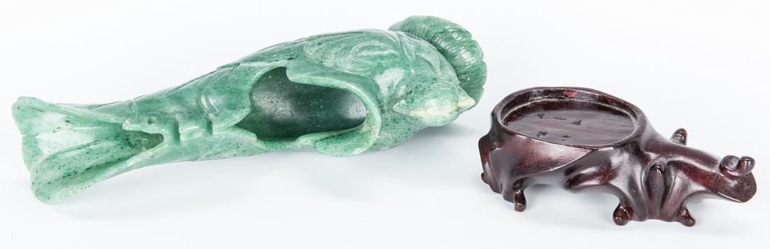 Jade Brush Holder, 2 Hardstone Figurals and Stone - Image 27 of 30