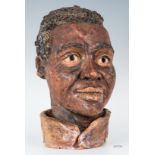 Painted Terracotta African American Head