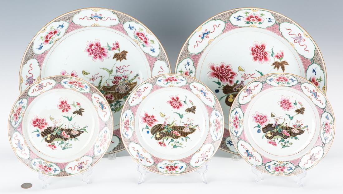 5 Chinese Export Famille Rose Porcelain Pieces