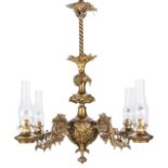 Gilt Bronze Gasolier, electrified