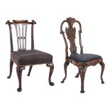 2 Carved Period Side Chairs, Chippendale & Queen Anne