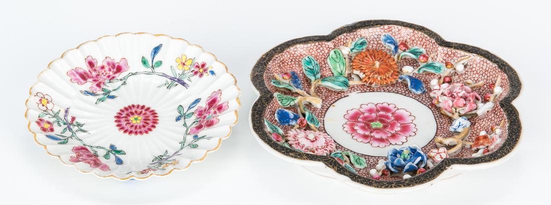 2 Yongzheng Famille Rose Saucers, Relief Decoration - Image 2 of 12