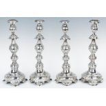 4 Russian Baroque Style Silver Candlesticks