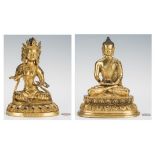 2 Chinese Gilt Bronze Buddhist Figures