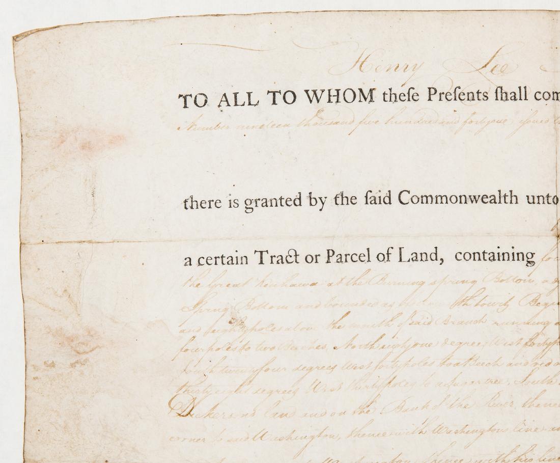 Governor Henry Lee Signed Land Grant, 1792 - Image 5 of 7