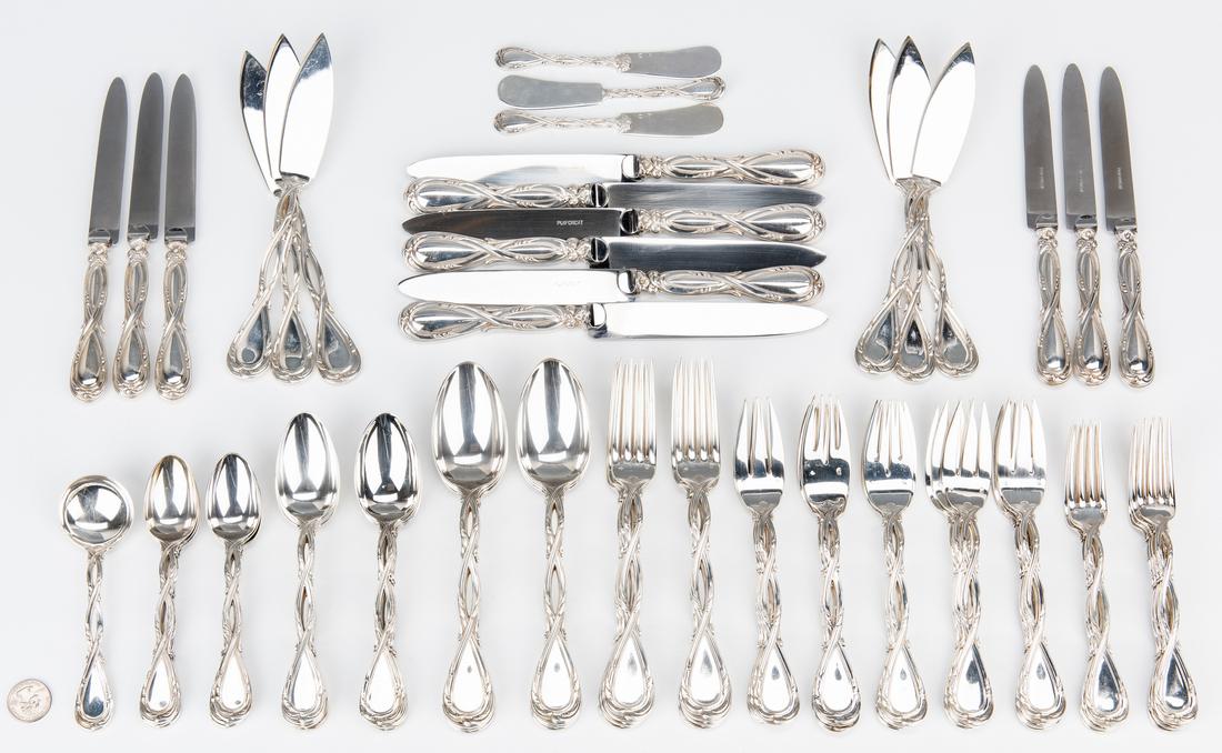 66 pcs. Puiforcat Royal Pattern Sterling Silver Flatware